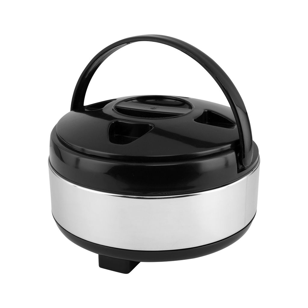 Elina Double Walled PUF Insulated Stainless Steel Casserole with Plastic Cover & Handle | Leak-Proof | Lightweight | Odour-Proof | Ideal for Keeping Food Hot for Long Hours, Silver view 2
