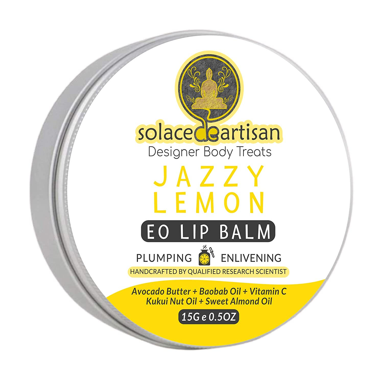 SolaceDeArtisan Jazzy Lemon Plumping & Enlivening EO Lip Balm, 15 gm