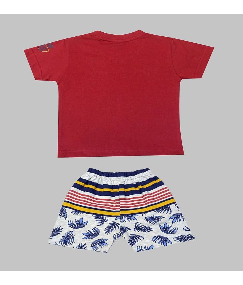 Kideon Pack of 1 Baby Boys 100% Cotton T-Shirt & Shorts ( Red ) view 2