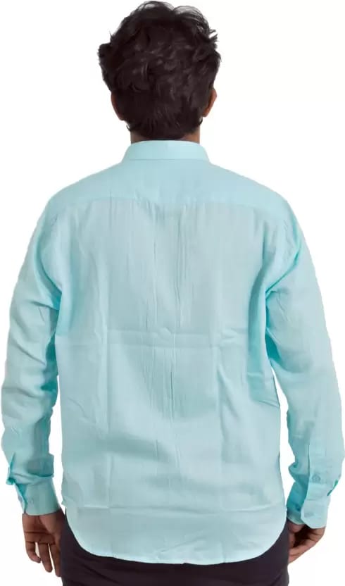 Men's Formal Shirt, Light Blue Full Sleeve Cotton Regular Fit view 2
