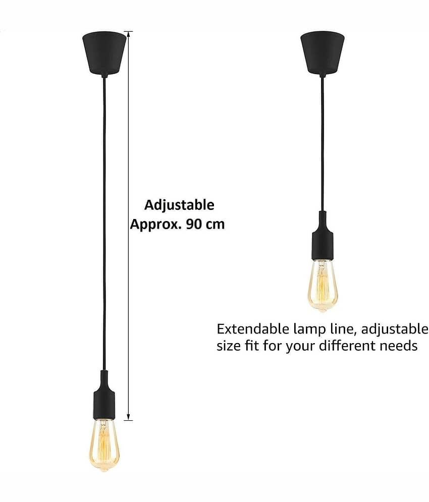 thriftkart Plastic Hanging Ceiling Lamp Pendant Black - Pack of 2 view 2