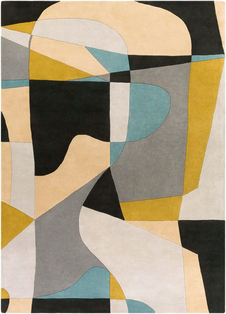 Hand Tufted Yellow and Gray Multicolor Wool Rug view 2
