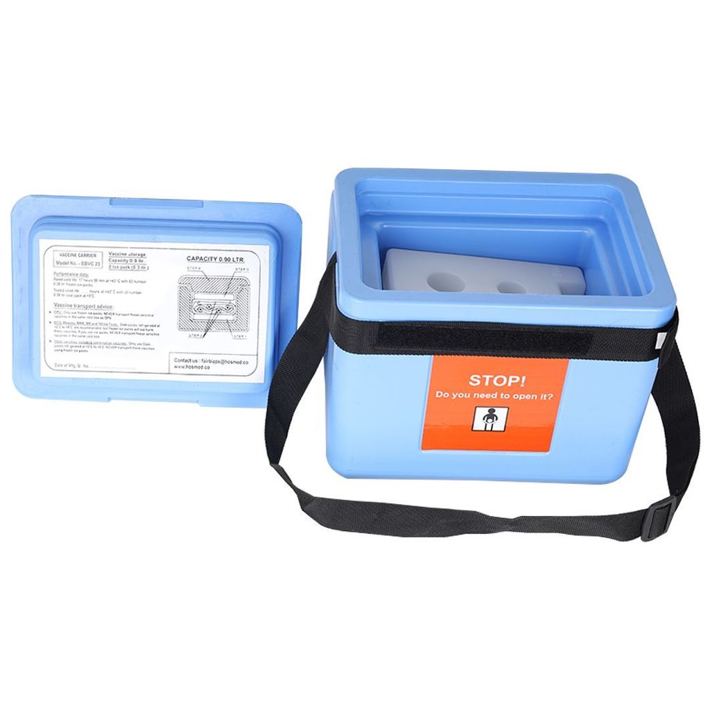 FAIRBIZPS Mini Vaccine Carrier Box with 2 Ice Pack Small Vaccine Storage Box (0.90 Ltr) Blue view 2