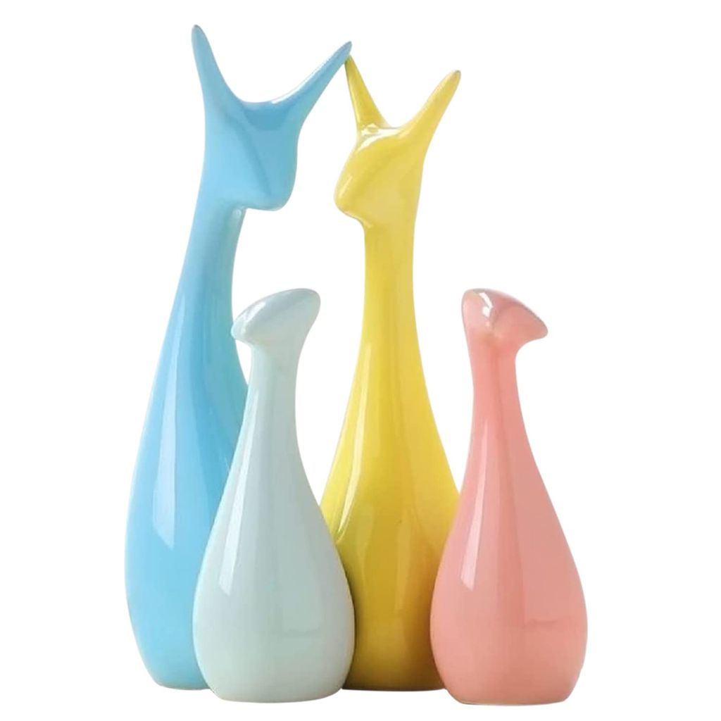 Bharat Saini Art ; Home Decor Lucky Deer Family Statue Piano Finish Ceramic Figures