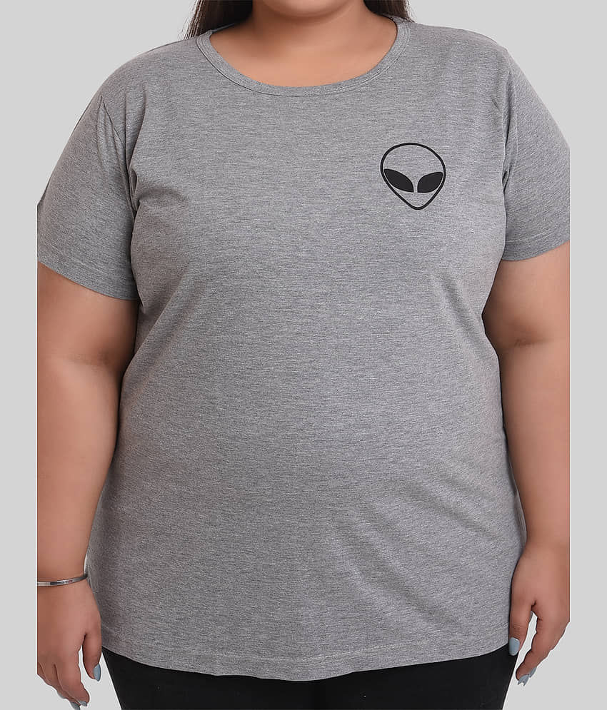 Neo Garments Women Cotton Self Design Regular Fit Round Neck T-Shirt ( Grey ) view 2