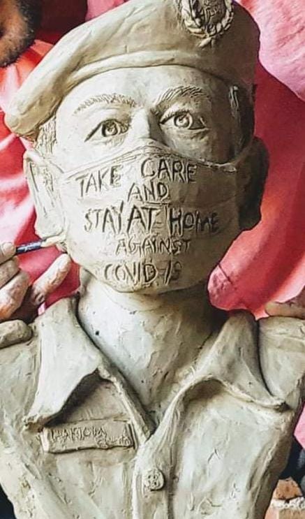 Take Care and Stay at Home Against COVID-19 Statue 3 Feet
