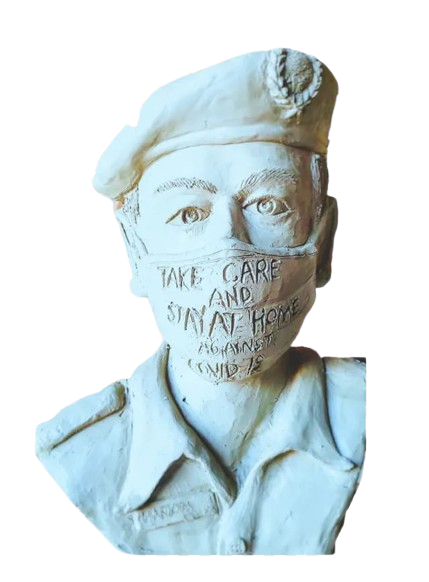 Take Care and Stay at Home Against COVID-19 Statue 3 Feet view 2