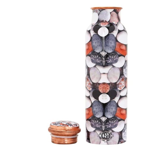Copper Bottles for Printed with Art Work, Travelling Purpose Bottles, Yoga Ayurveda Healing, 950 ML (Design SM 5) view 2