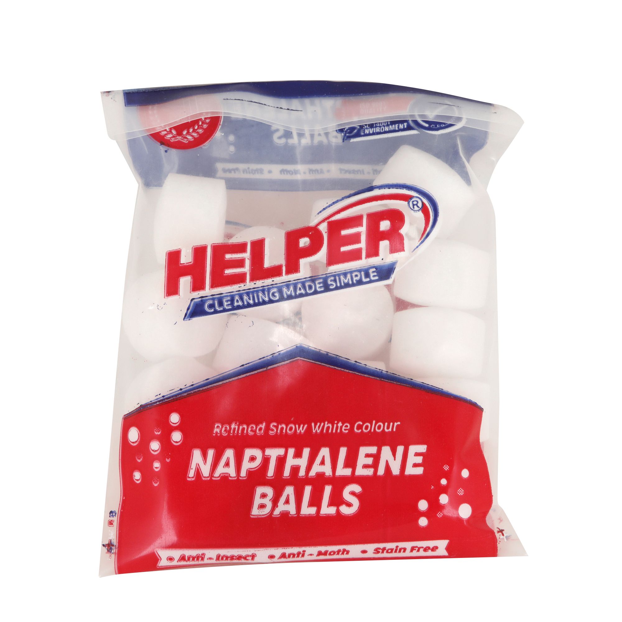 Helper Refined Snow White Colour Naphthalene Balls - Anti-Insect, Anti-Moth, Stain Free Packs of 4 view 2