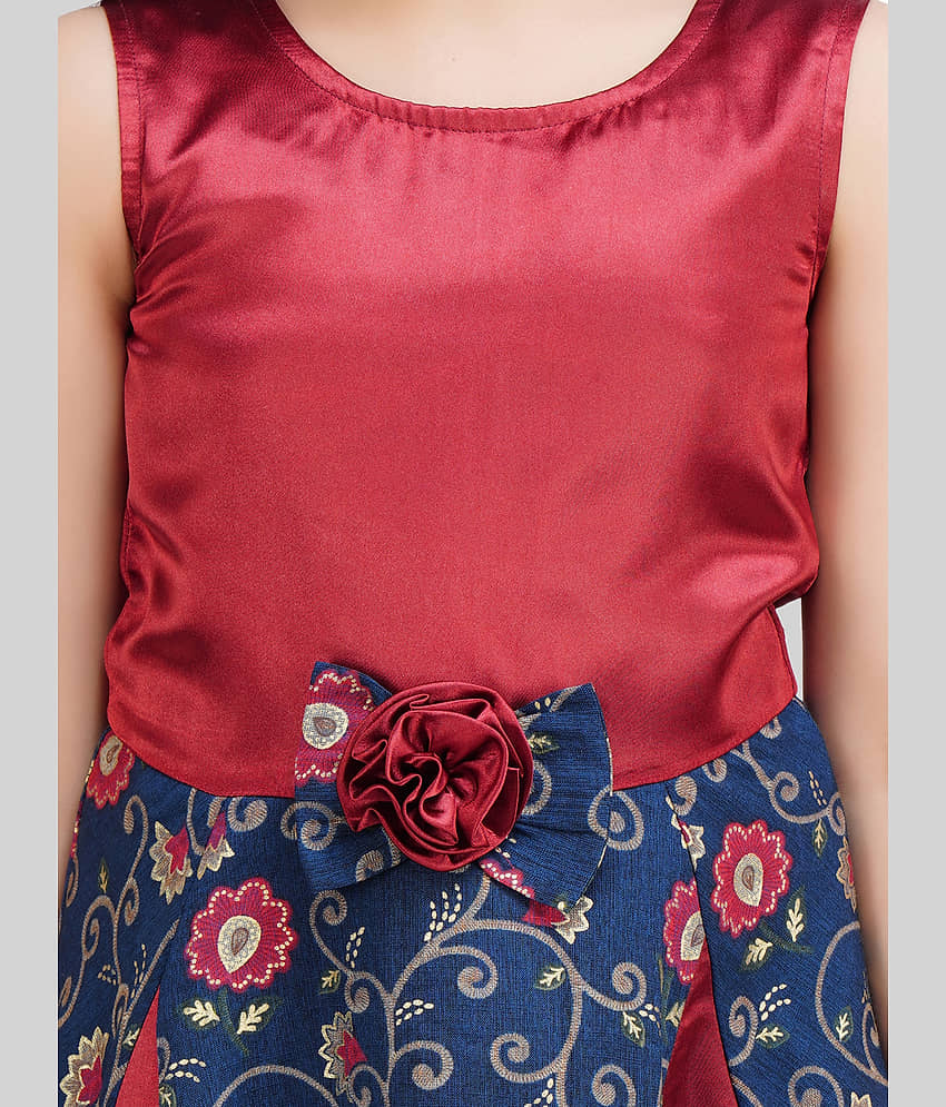 Being Naughty Satin Frock For Girls ( Pack of 1 , Red & Blue ) view 2