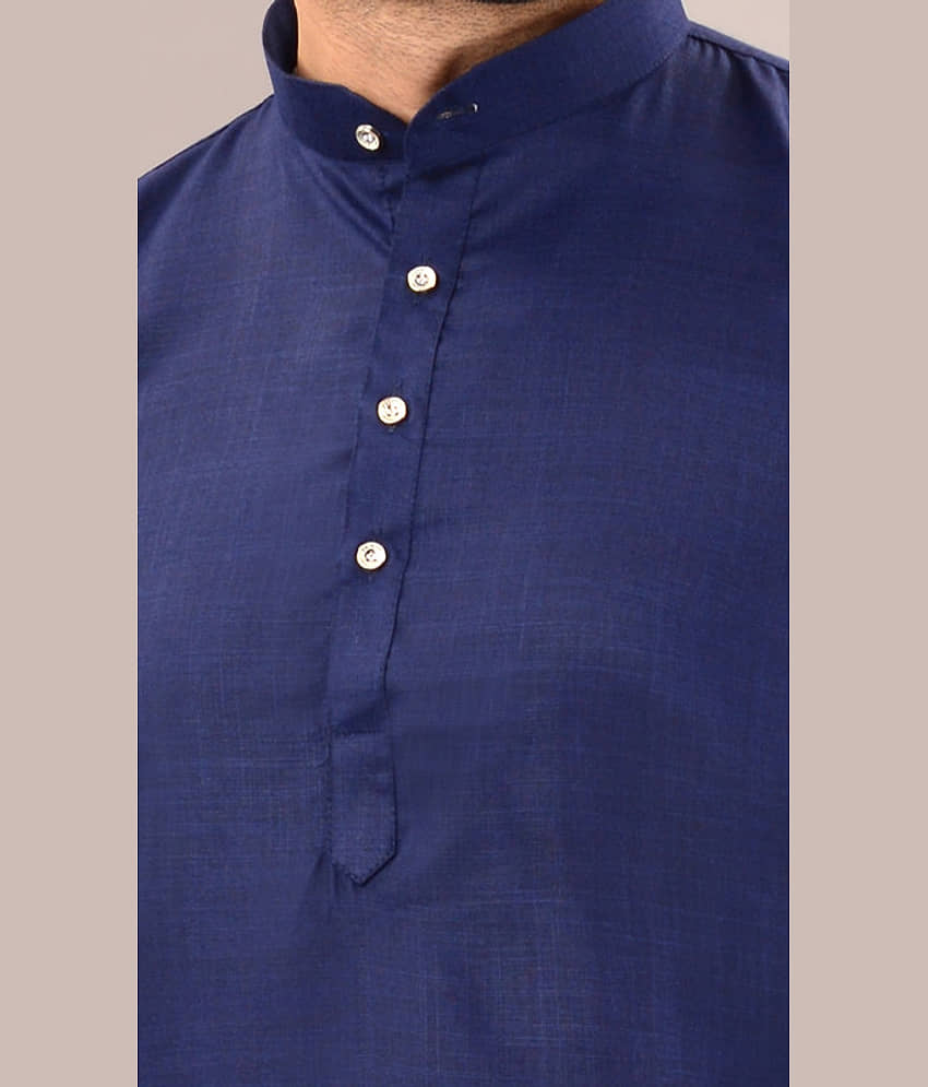 MOUDLIN Blue Cotton Blend Regular Fit Men's Kurta Pyjama Set ( Pack of 1 ) view 2