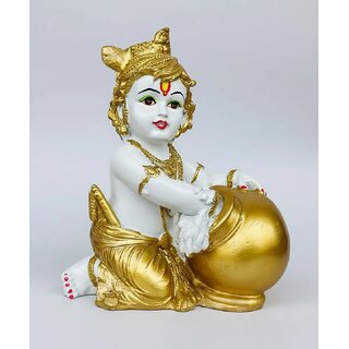 Nirmal Swaran Handcrafted Polyresin Bal Gopal Murti Lord Krishna Living Room Home Decor 16 cm