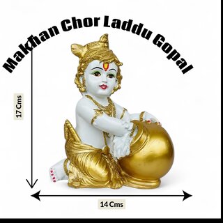 Nirmal Swaran Handcrafted Polyresin Bal Gopal Murti Lord Krishna Living Room Home Decor 16 cm view 2