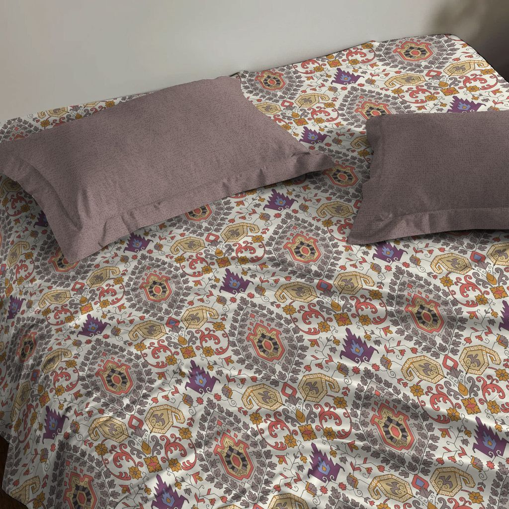 Trident Queen Sheet Set, 100% Cotton, 144 Thread Count, Queen Size Bedsheet Set with 2 Pillow Covers, Superior Softness, Oeko-Tex Certified, Dusk and Down Bedsheets Collection view 2