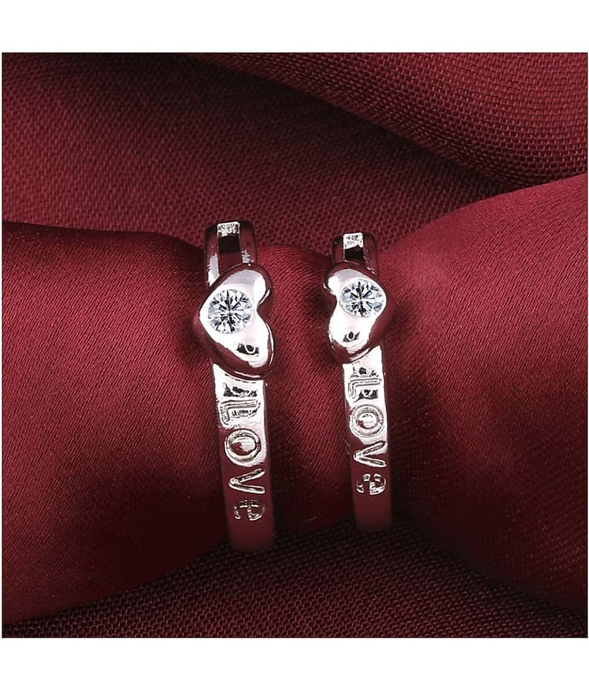 Silverplated Elegant LOVE Solitaire His and Her Adjustable proposal Diamond couple ring For Men And Women Jewellery view 2