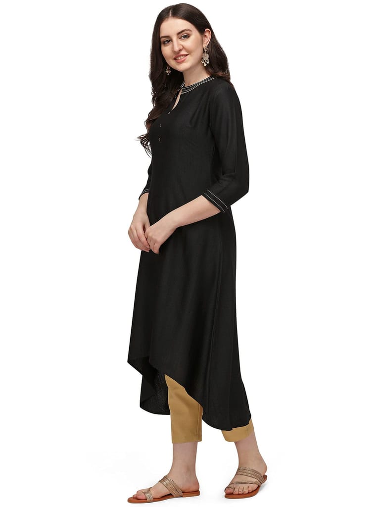 Florence Women Women's Black Cotton jacquared Kurta Palazzo Set(KTN-345-PZ-112(S),Black) view 2