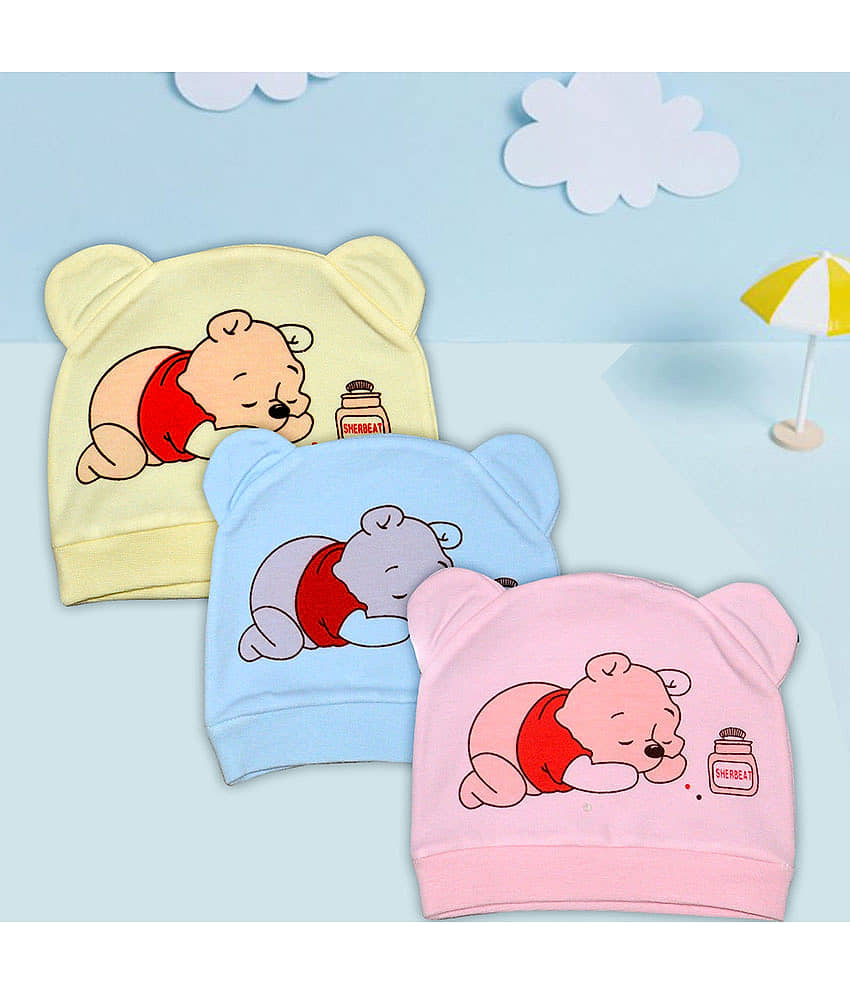 HONOR YOUR HOME Pack of 3 Unisex for Baby Caps ( Multicolor )