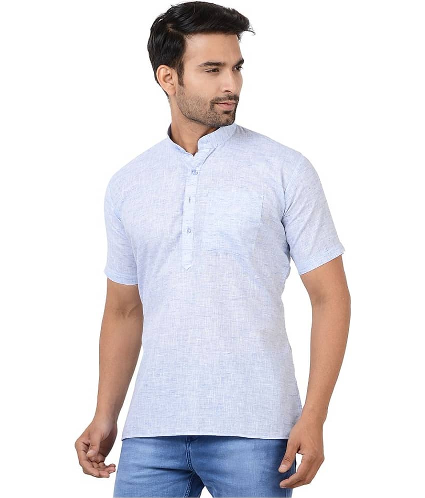 Maharaja - Blue Cotton Blend Men's Regular Kurta ( Pack of 1 ) view 2