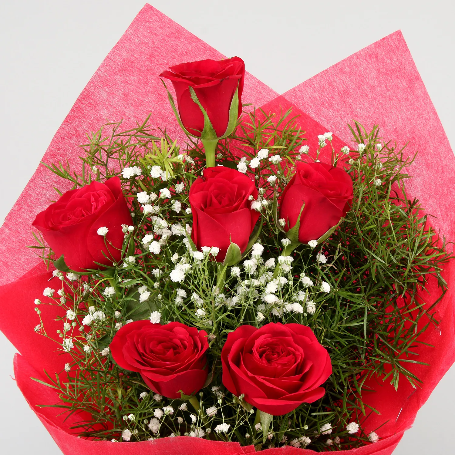 Vivid Love 6 Red Roses Bouquet For Valentine's Day Gift view 2