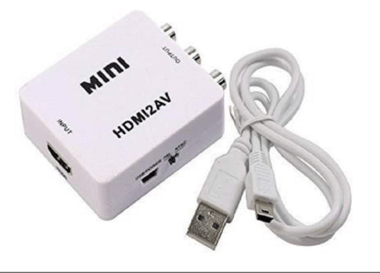 RCA to HDMI Converter, AV to HDMI Adapter 1080P Mini RCA Composite CVBS Video Audio Converter Adapter view 2