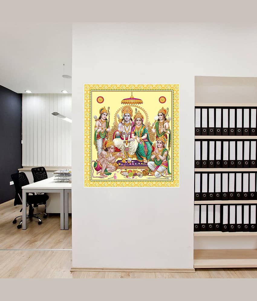 Asmi Collection Self Adhesive Vinyl Ram Sita Family with Hanuman Wall Sticker ( 60 x 55 cms ) view 2