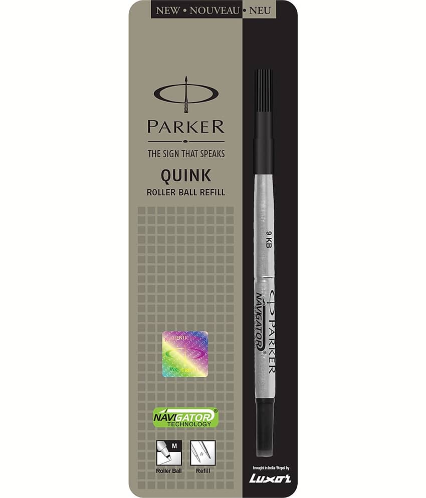 Parker Roller Ball Black Medium Refill (Pack Of 5, Black) view 2