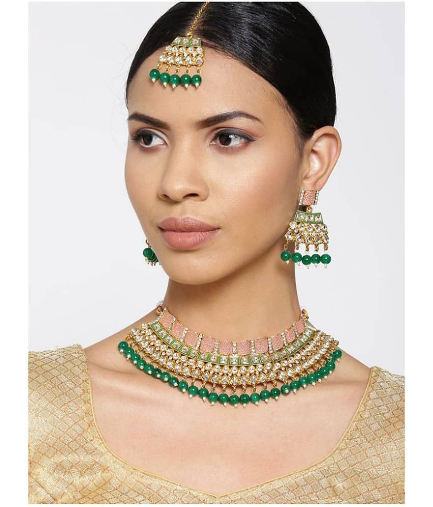 Priyaasi - Multicolor Brass Necklace Set ( Pack of 1 ) view 2