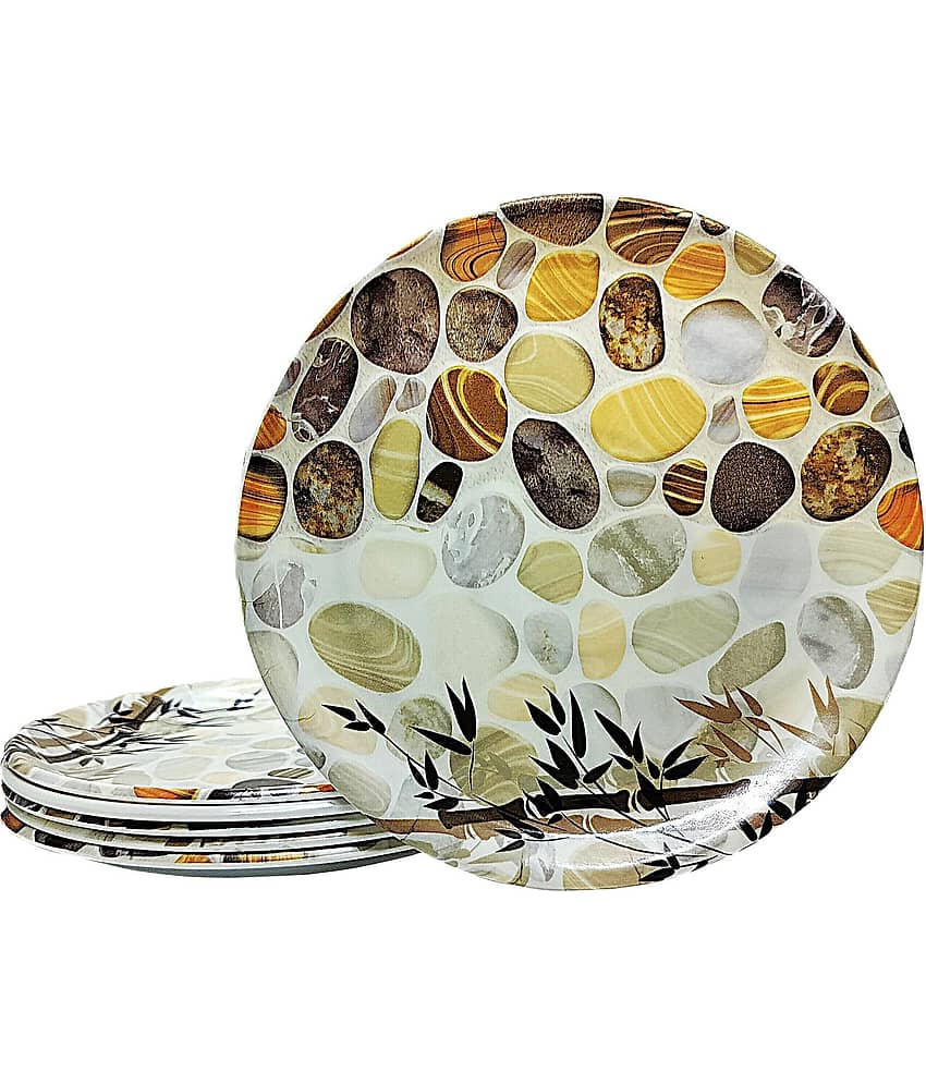 Laserbot 6 Pcs Melamine Grey Half Plate