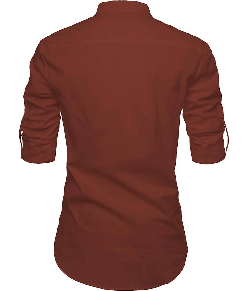 TrendiVastra Magenta Cotton Blend Men's Shirt Style Kurta ( Pack of 1 ) view 2
