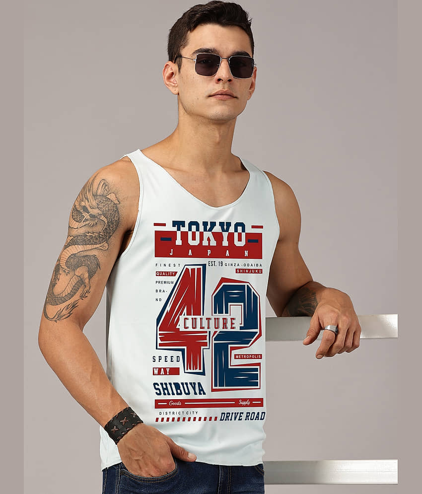 Diversify Pack of 1 Polyester Gym Vest For Men ( White )