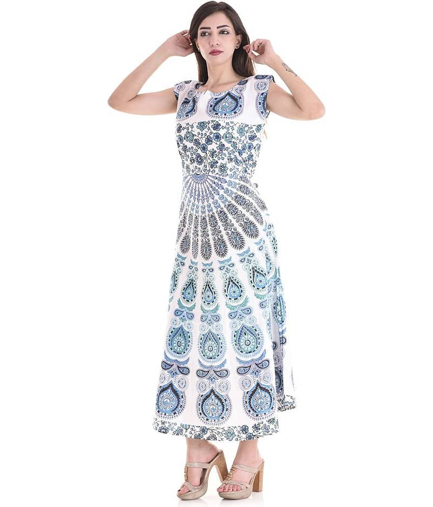 Apratim Women Cotton Ethnic Dress ( White ) view 2
