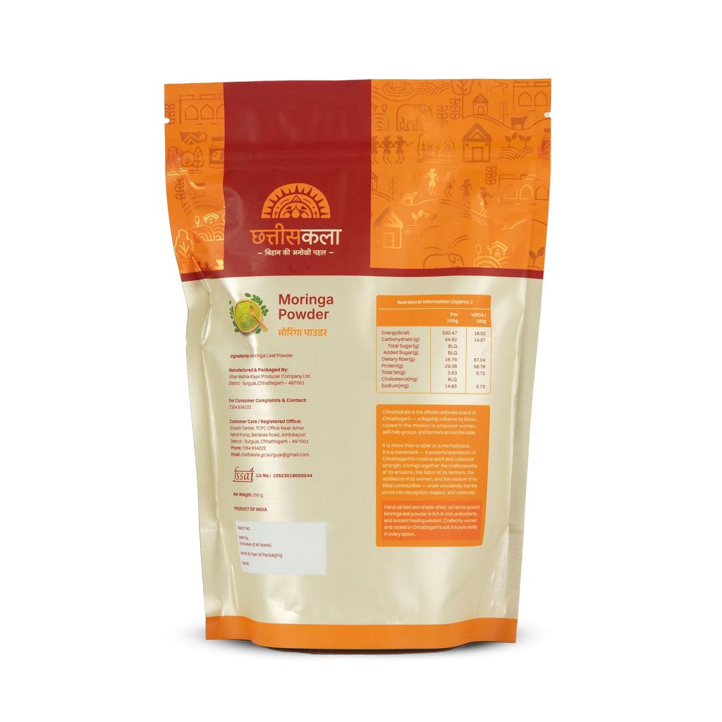 Chhattiskala A Bihan Initiative Moringa Powder 250g 100% Natural Drumstick Leaf Powder Rich in Vitamins & Antioxidants Superfood for Immunity and Health view 2