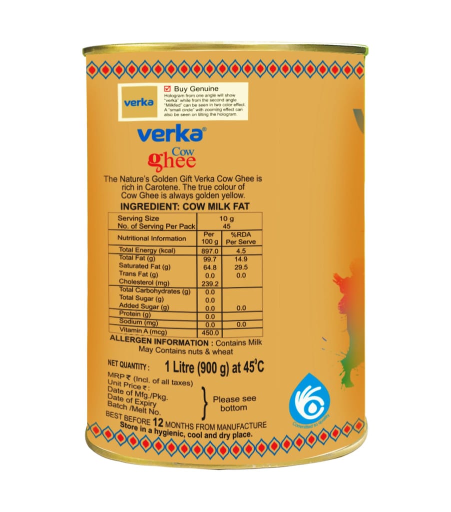 VERKA COW GHEE 1 LTR TIN view 2
