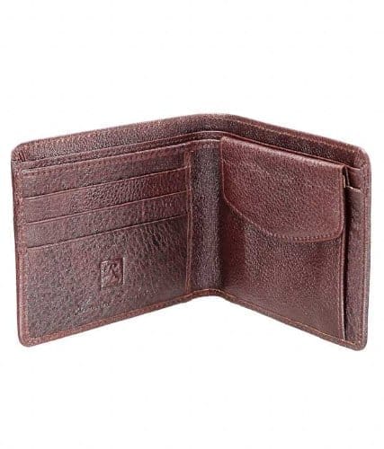 Walletsnbags Men's Leather Hidden Coin Pocket Wallet (Brown) view 2