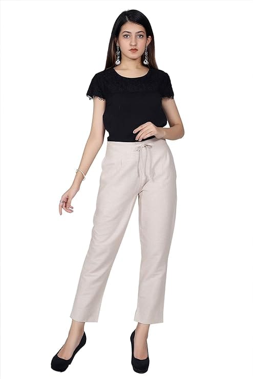ceil Women's & Girls Cotton Pyjama/Lounge PantsSlim Pants Trouser Casual Bottom Wear for Girls with Pockets Both Side view 2