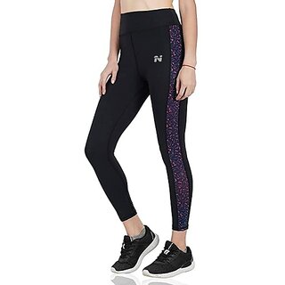 Ninq Printed Women Purple, Black Tights view 2
