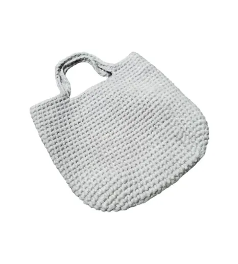 Stylish Handmade Crochet Handbag - Durable Light Gray Yarn
