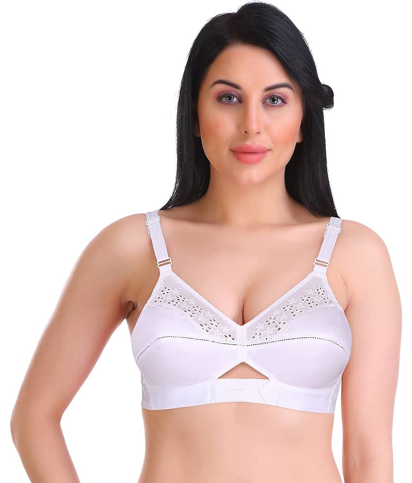 Featherline Pack of 1 Cotton Non Padded Everyday Bra For Women ( White )