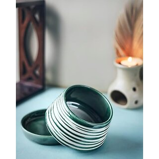 Handpainted Ceramic Outdoor Ghorga Planter Pack of 1, Green Flower Pot for Home/Kitchen/Balcony view 2