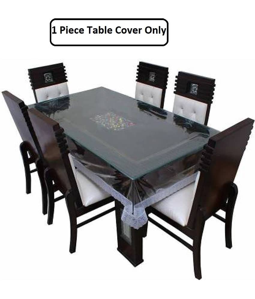 Revexo Printed PVC 4 Seater Rectangle Table Cover & Table Mats ( 60 x 40 ) cm Pack of 1 Transparent view 2