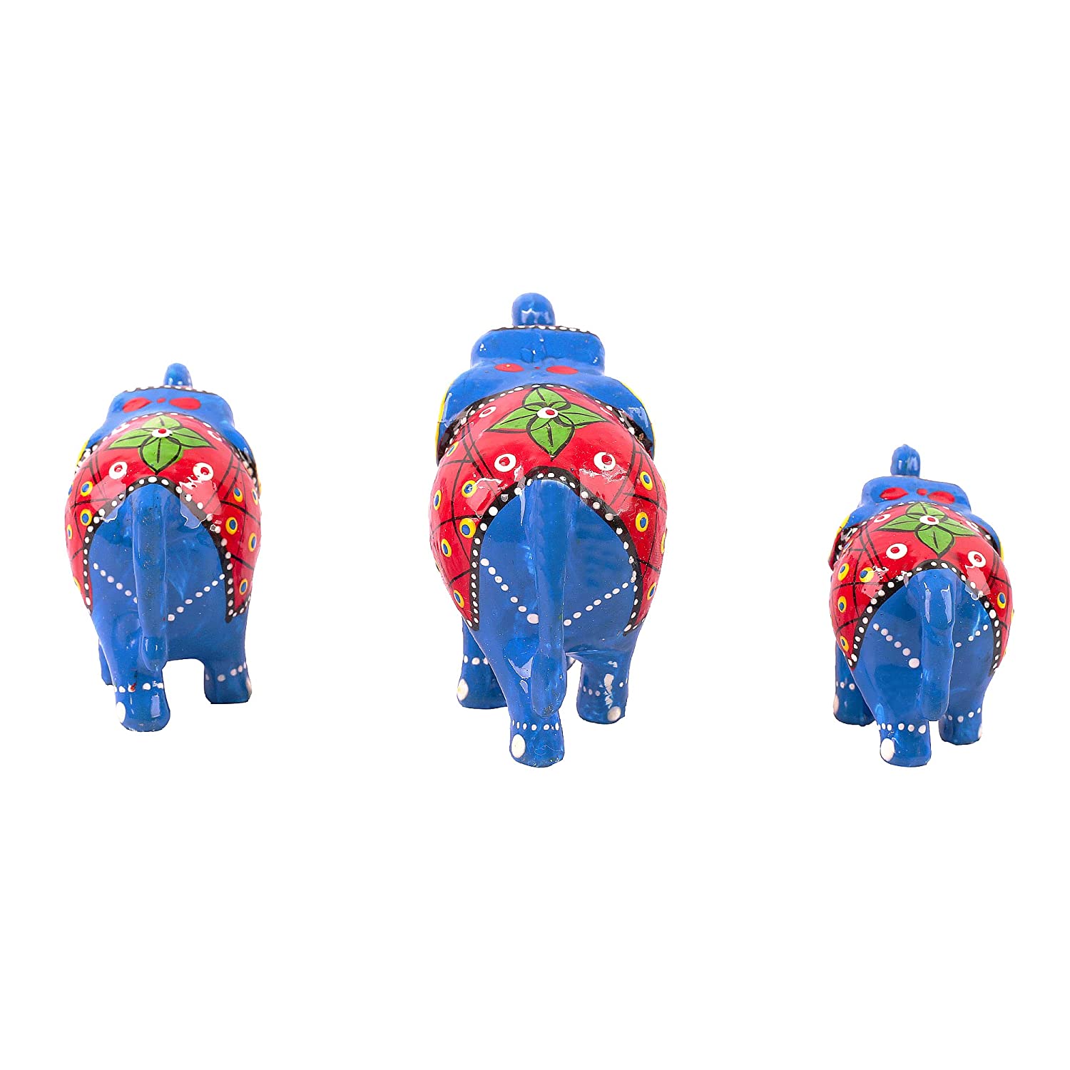 DreamKraft Handcrafted Showpiece Elephant (Set of 3,Blue) view 2