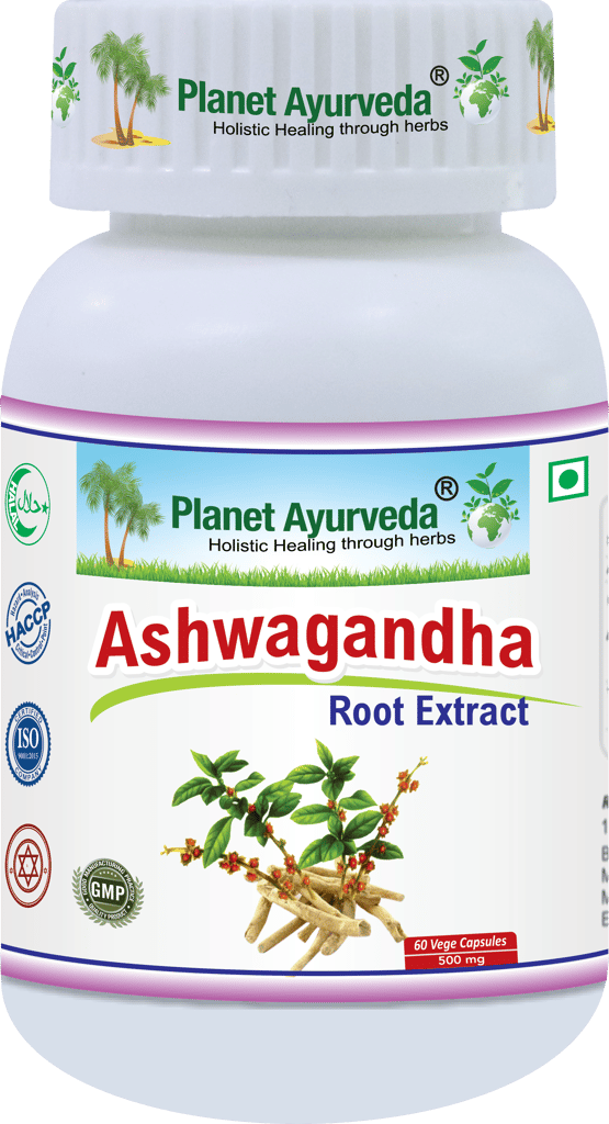 Planet Ayurveda Ashwagandha Root Extract Capsules - 60 Vegetarian Capsules - 500 mg