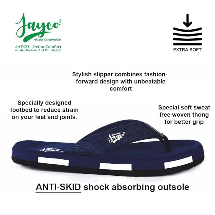 Jayco Cushioned comfort slippers for men | oversize look | slip-resistant | Soft insole | pain relief | Rubber outsole | stylish design | indoor and outdoor flip flop view 2