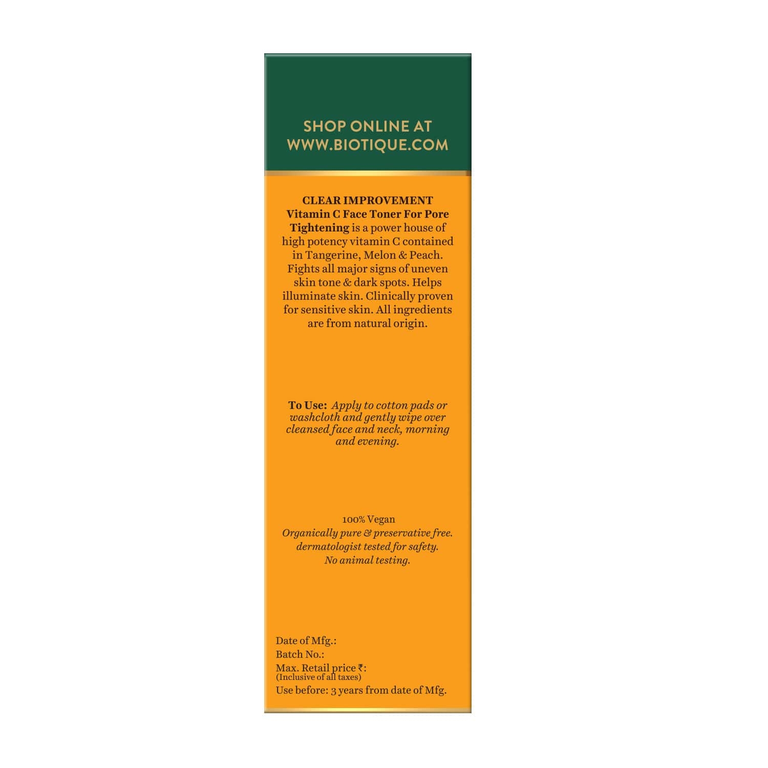 Biotique Advanced Organics Clear Improvement Vitamin C Face Toner 120ml view 2