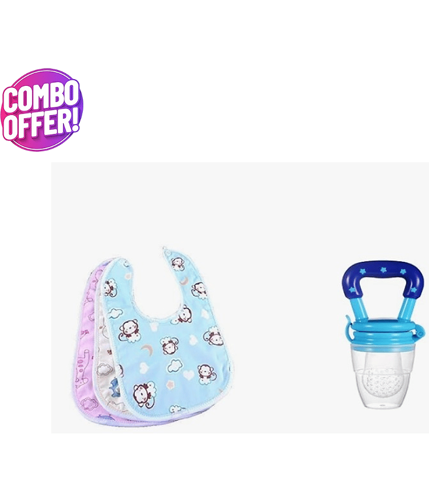 KALRA MAGIC Multi-Colour Cotton Bibs - Set of 4