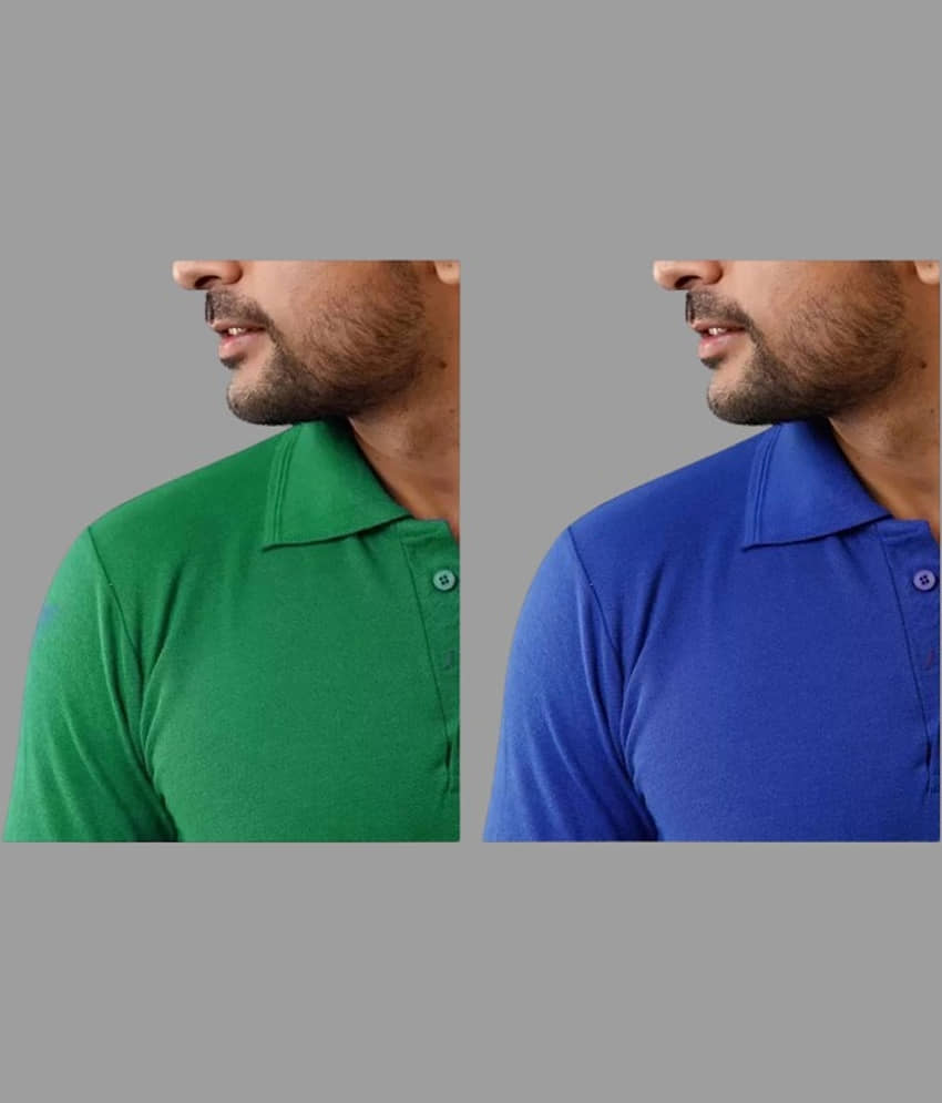 SKYRISE Pack of 2 Cotton Blend Slim Fit Solid Half Sleeves Men's Polo T Shirt ( Multicolor ) view 2