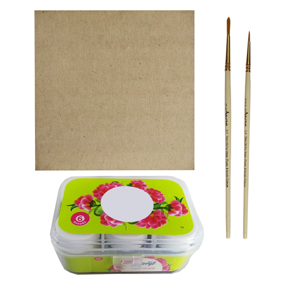 Gond Art on MDF Square Board DIY Kit by Penkraft view 2