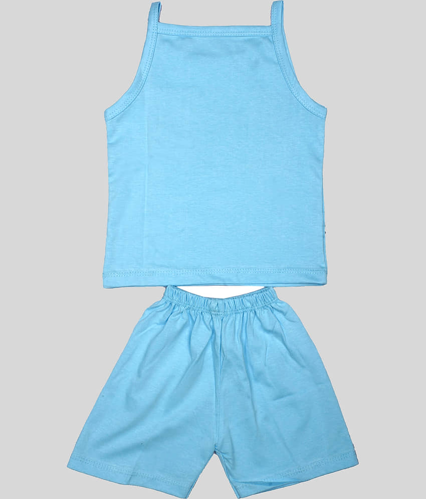 TRITI Pack of 1 Girls Cotton Top With Shorts ( Blue ) view 2