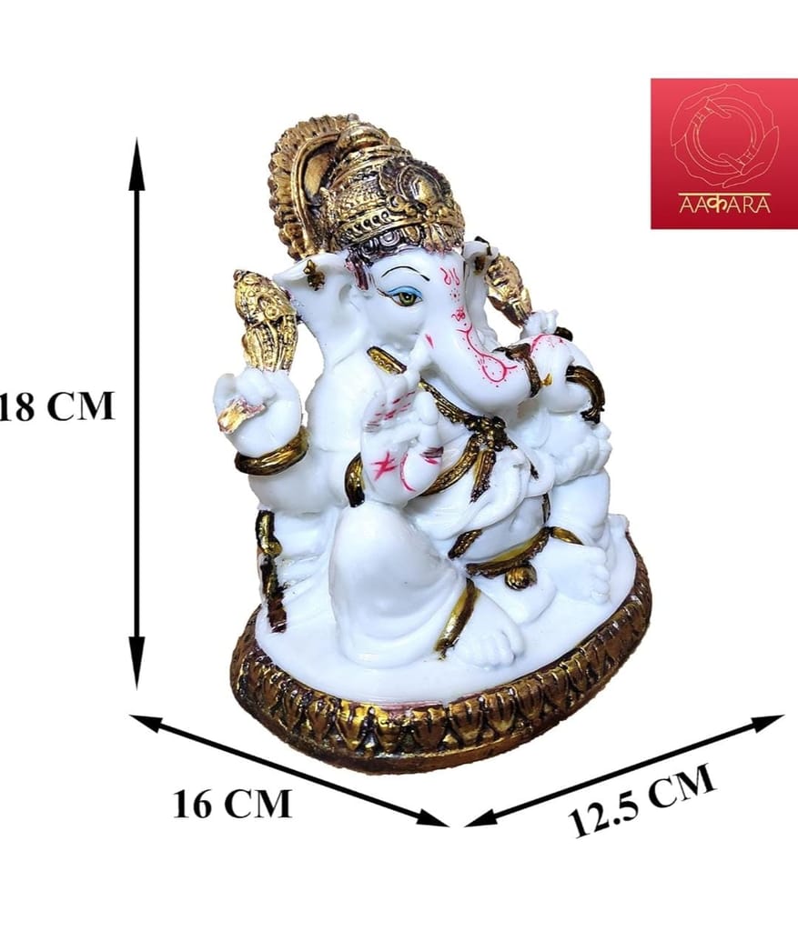 White Marble गणेश जी Statue for Home Decor - 8 Inches view 2