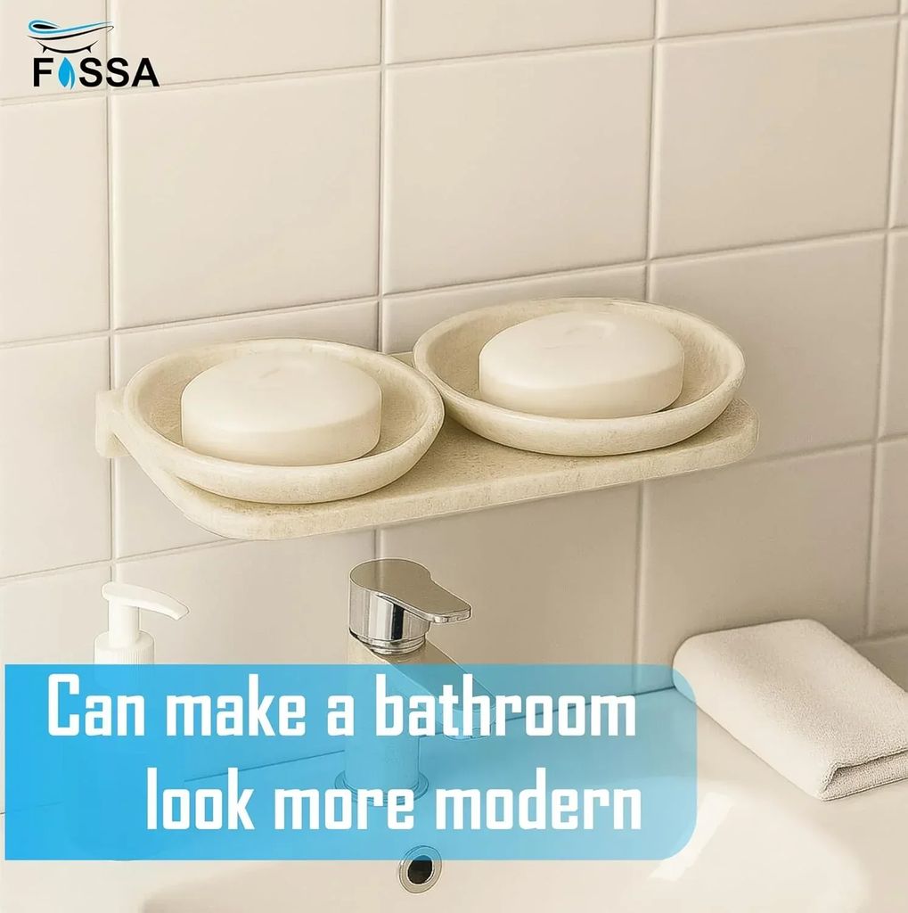 Ivory Double Soap Dish Unbreakable ABS Round Ceramic Finish (RM-122) view 2